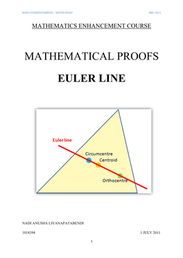 Mathematical Proofs Euler Line