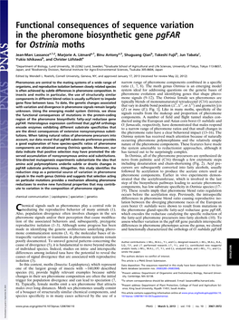 Functional Consequences of Sequence Variation in the Pheromone Biosynthetic Gene Pgfar for Ostrinia Moths