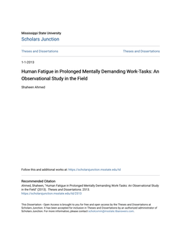 Human Fatigue in Prolonged Mentally Demanding Work-Tasks: an Observational Study in the Field