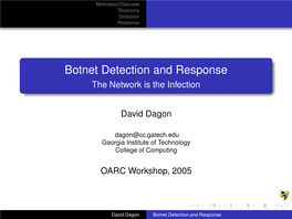 The Network Is the Infection: Botnet Detection and Response