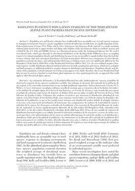 Baselines to Detect Population Stability of the Threatened Alpine Plant Packera Franciscana (Asteraceae)