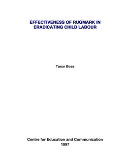 Effectiveness of Rugmark in Eradicating Child Labour