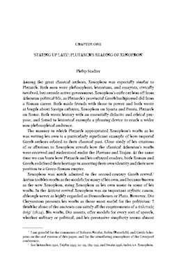 PLUTARCH's READING of XENOPHON* Philip Stadter Among the Great Classical Authors, Xenophon Was Especial