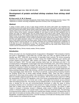 Development of Protein Enriched Shrimp Crackers from Shrimp Shell Wastes