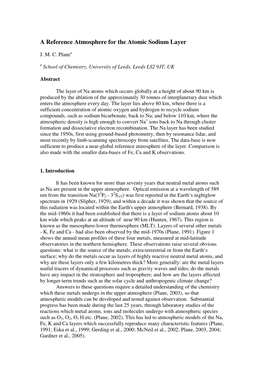 A Reference Atmosphere for the Atomic Sodium Layer