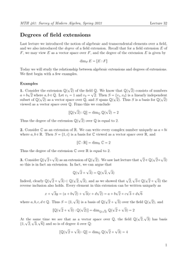 Degrees of Field Extensions