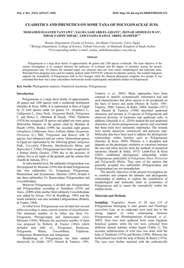 Cladistics and Phenetics on Some Taxa of Polygonaceae Juss