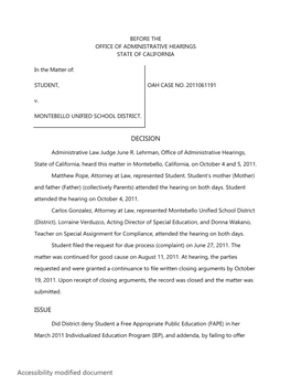 Case Number 2011061191 Modified Document for Accessibility