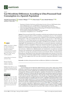 Gut Microbiota Differences According to Ultra-Processed Food Consumption in a Spanish Population