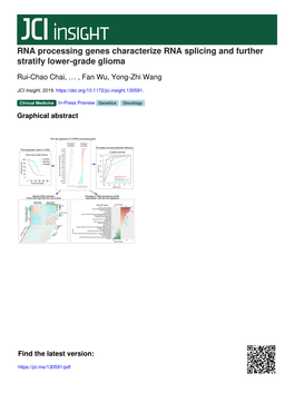 RNA Processing Genes Characterize RNA Splicing and Further Stratify Lower-Grade Glioma