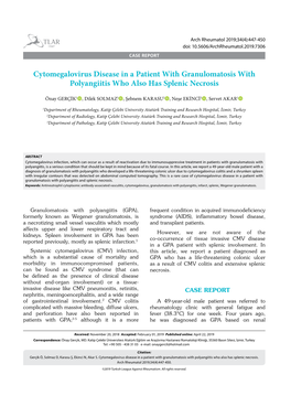 Cytomegalovirus Disease in a Patient with Granulomatosis with Polyangiitis Who Also Has Splenic Necrosis