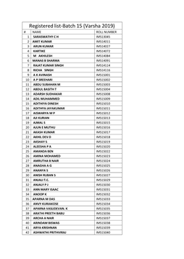 Registered List-Batch 15 (Varsha 2019)