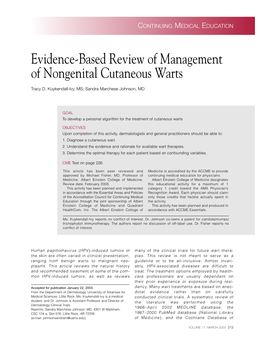 Evidence-Based Review of Management of Nongenital Cutaneous Warts