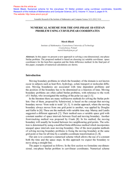 Numerical Scheme for the One-Phase 1D Stefan Problem Using Curvilinear