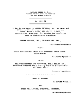 Revised April 9, 2002 United States Court of Appeals for the Fifth Circuit ______