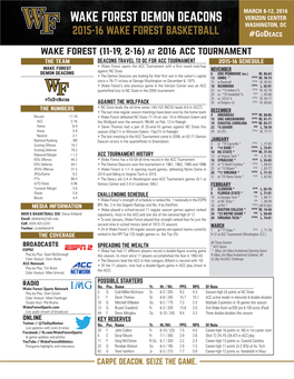 WAKE FOREST (11-19, 2-16) at 2016 Acc Tournament