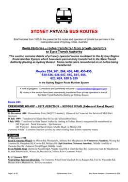 Routes Transferred to State Transit Authority