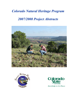Colorado Natural Heritage Program 2007/2008 Project Abstracts