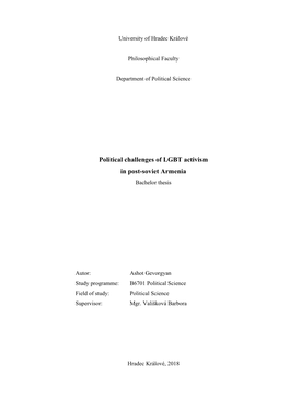 Political Challenges of LGBT Activism in Post-Soviet Armenia Bachelor Thesis