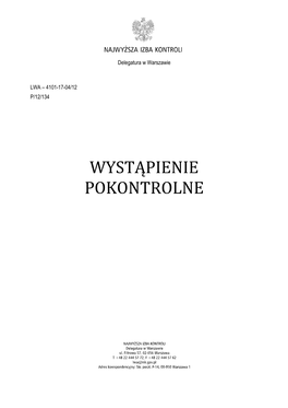 Przykładowy Wzór Wystąpienia Pokontrolnego