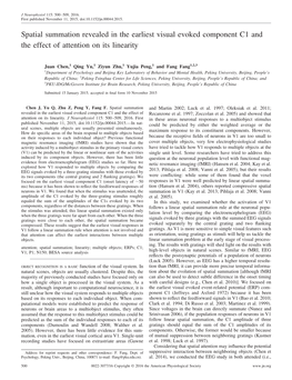 Spatial Summation Revealed in the Earliest Visual Evoked Component C1 and the Effect of Attention on Its Linearity