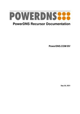 Powerdns Recursor Documentation