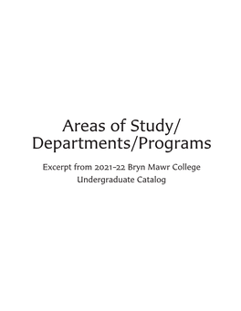 Areas of Study/Departments/Programs