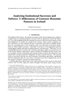 A Millennium of Common Mountain Pastures in Iceland, by Eggertsson