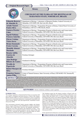 Checklist of the Flora of the Restingas of Maranhão State, Northeast, Brazil