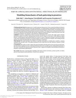 Modelling Biomechanics of Bark Patterning in Grasstrees