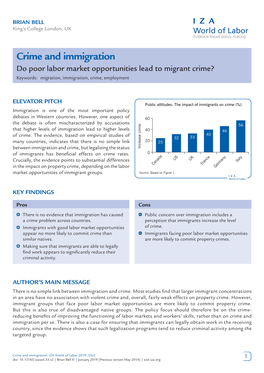 Crime and Immigration Do Poor Labor Market Opportunities Lead to Migrant Crime? Keywords: Migration, Immigration, Crime, Employment