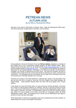 PETREAN NEWS AUTUMN 2008 by Ann Munro, Development Officer