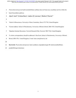 Plasmodium Falciparum Hydroxymethylbilane Synthase Does Not House Any Cosynthase Activity Within The