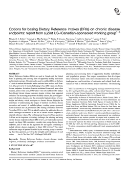 (Dris) on Chronic Disease Endpoints: Report from a Joint US-/Canadian-Sponsored Working Group1–3