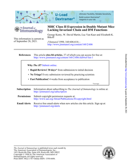 Lacking Invariant Chain and DM Functions MHC Class II Expression