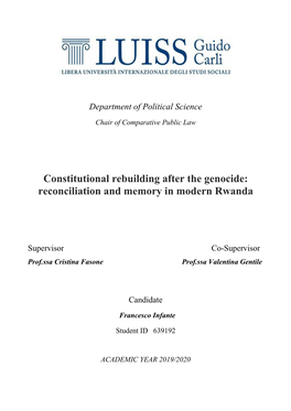 Reconciliation and Memory in Modern Rwanda