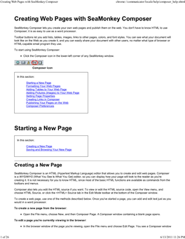 Creating Web Pages with Seamonkey Composer Chrome://Communicator/Locale/Help/Composer Help.Xhtml