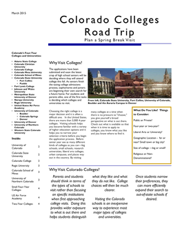 Colorado Colleges Road Trip Plan a Spring Break Visit