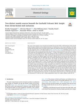 Two Distinct Mantle Sources Beneath the Garibaldi Volcanic Belt: Insight from Olivine-Hosted Melt Inclusions T