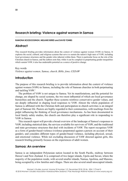 Violence Against Women in Samoa Abstract Introduction Samoa