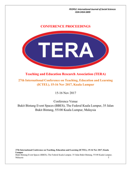 TERA International Conference, Kuala-Lumpur, November 2017