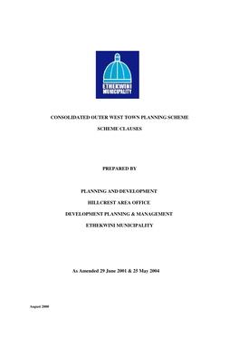 Consolidated Outer West Town Planning Scheme