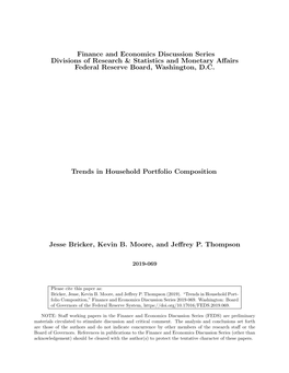 Trends in Household Portfolio Composition