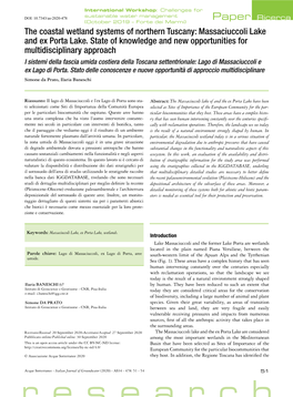 The Coastal Wetland Systems of Northern Tuscany: Massaciuccoli Lake and Ex Porta Lake
