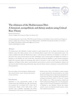 The Whiteness of the Mediterranean Diet