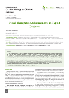 Novel Therapeutic Advancements in Type 2 Diabetes