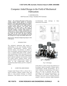 Computer Aided Design in the Field of Mechanical Fabrication