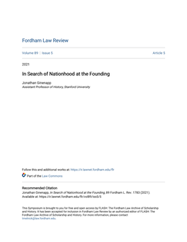 In Search of Nationhood at the Founding