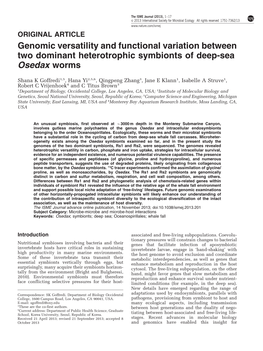 Genomic Versatility and Functional Variation Between Two Dominant Heterotrophic Symbionts of Deep-Sea Osedax Worms