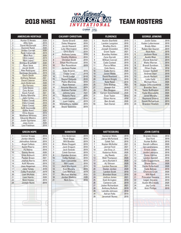 2018 Nhsi Team Rosters